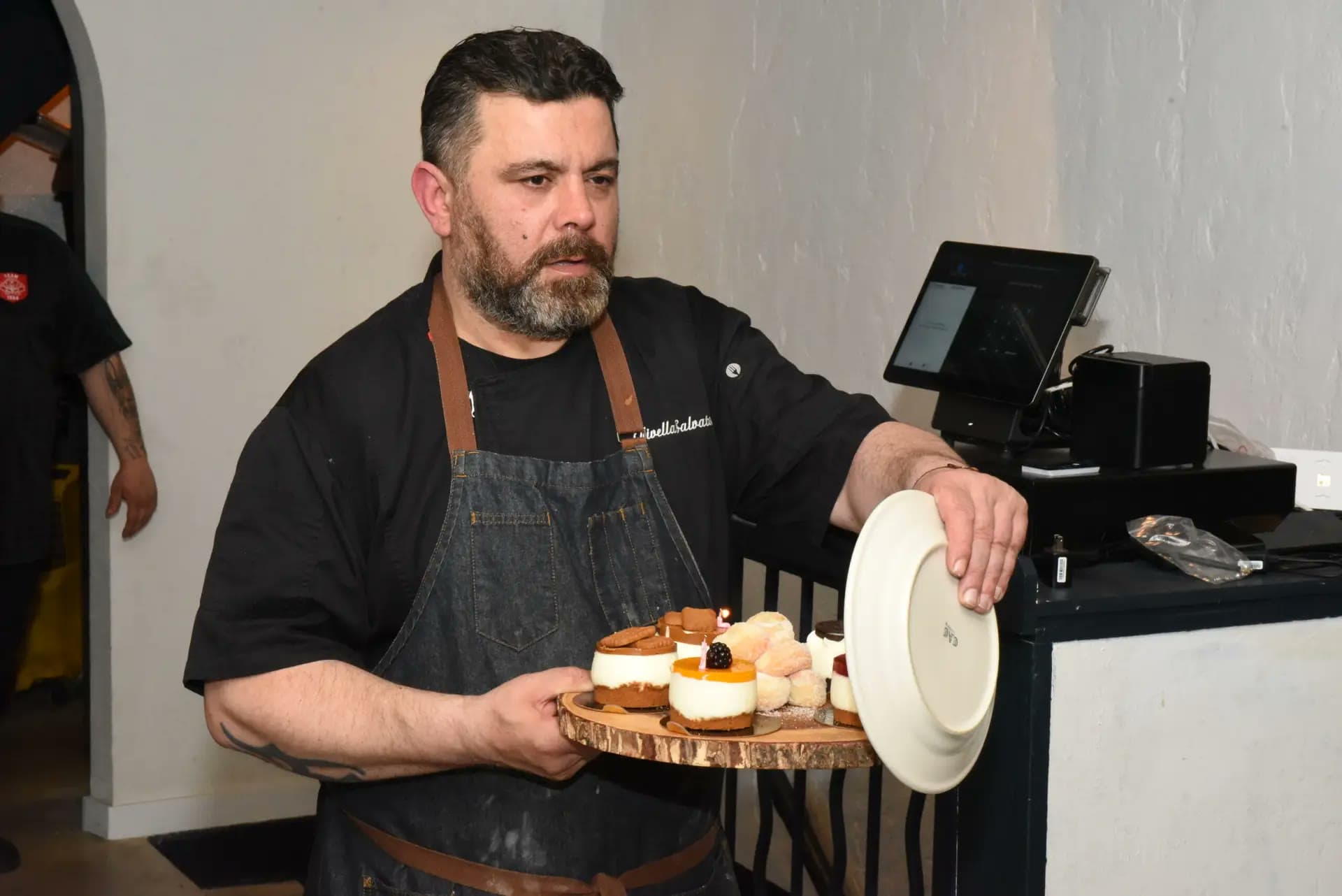 Salvatore serving desserts at Forno d'Oro